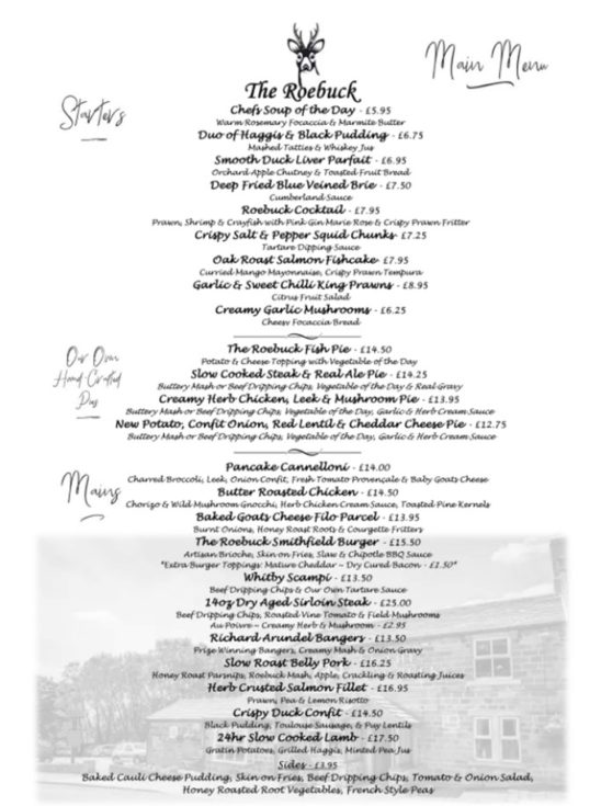 The Roebuck Otley Menu. View our menu with a wide selection of superb pub food.